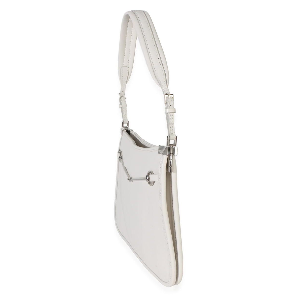 Gucci White Calfskin Horsebit Slim Shoulder Bag Handbag 2