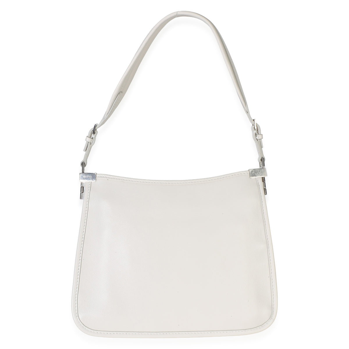 Gucci White Calfskin Horsebit Slim Shoulder Bag Handbag 4