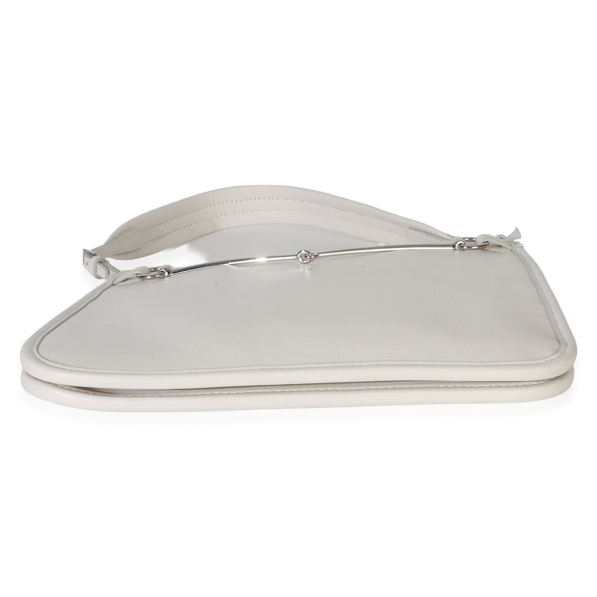 Gucci White Calfskin Horsebit Slim Shoulder Bag Handbag 5