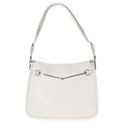 Gucci White Calfskin Horsebit Slim Shoulder Bag Handbag fv