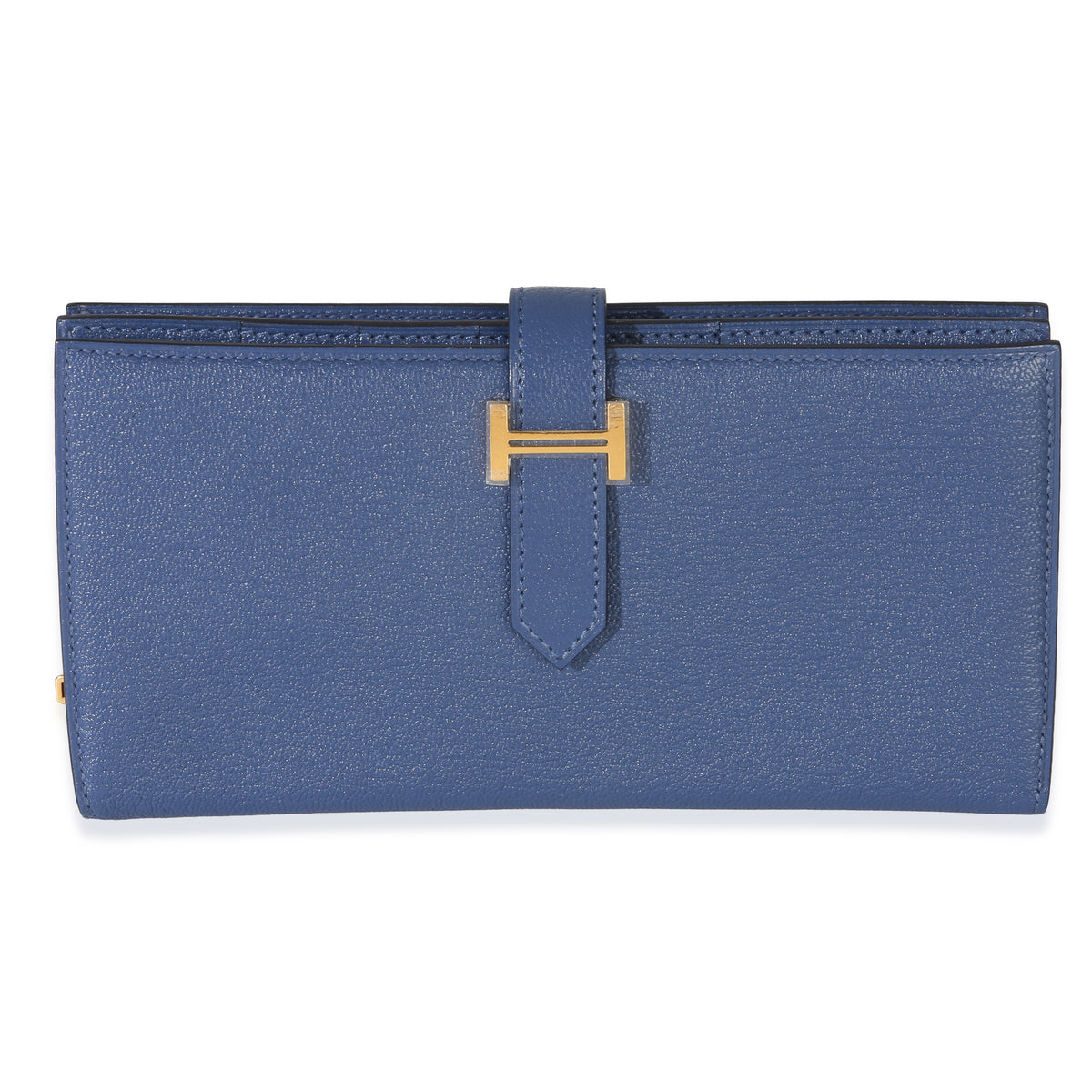 Hermès Bleu Brighton Chevre Mysore Bearn Wallet GHW Wallet fv