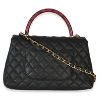 Chanel Black Quilted Caviar Lizard Medium Coco Top Handle Bag Handbag 4