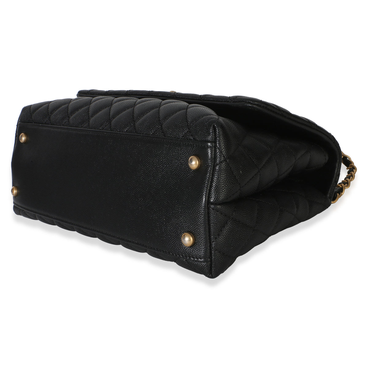 Chanel Black Quilted Caviar Lizard Medium Coco Top Handle Bag Handbag 6