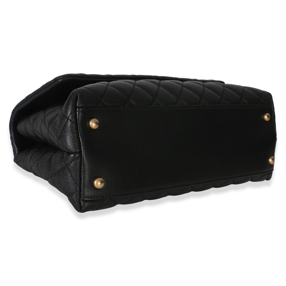 Chanel Black Quilted Caviar Lizard Medium Coco Top Handle Bag Handbag 7