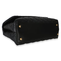 Chanel Black Quilted Caviar Lizard Medium Coco Top Handle Bag Handbag 7