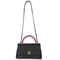 Chanel Black Quilted Caviar Lizard Medium Coco Top Handle Bag Handbag 8