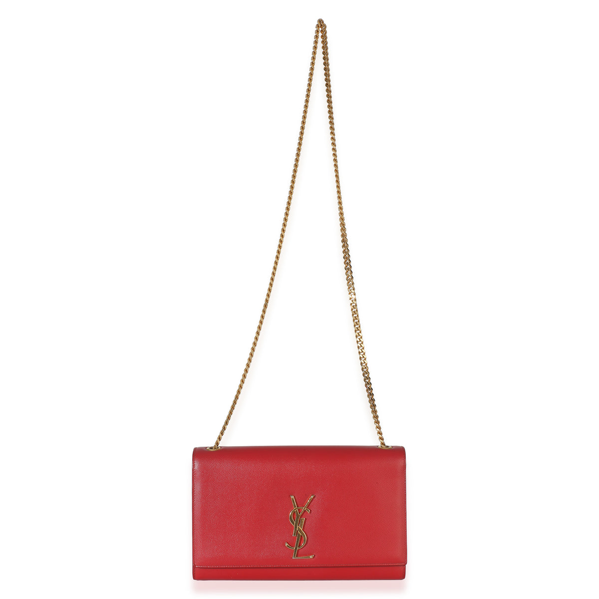 Saint Laurent Red Grain De Poudre Medium Kate Chain Bag Handbag 8