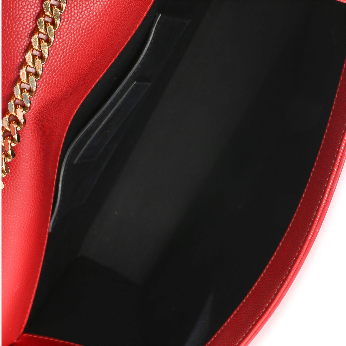 Saint Laurent Red Grain De Poudre Medium Kate Chain Bag Handbag 9
