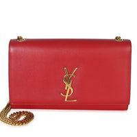 Saint Laurent Red Grain De Poudre Medium Kate Chain Bag Handbag fv