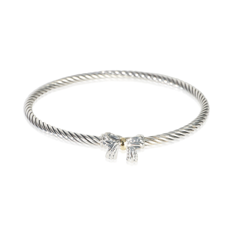 David Yurman Yellow Gold & Sterling Silver  Cable Bow Bracelet fv