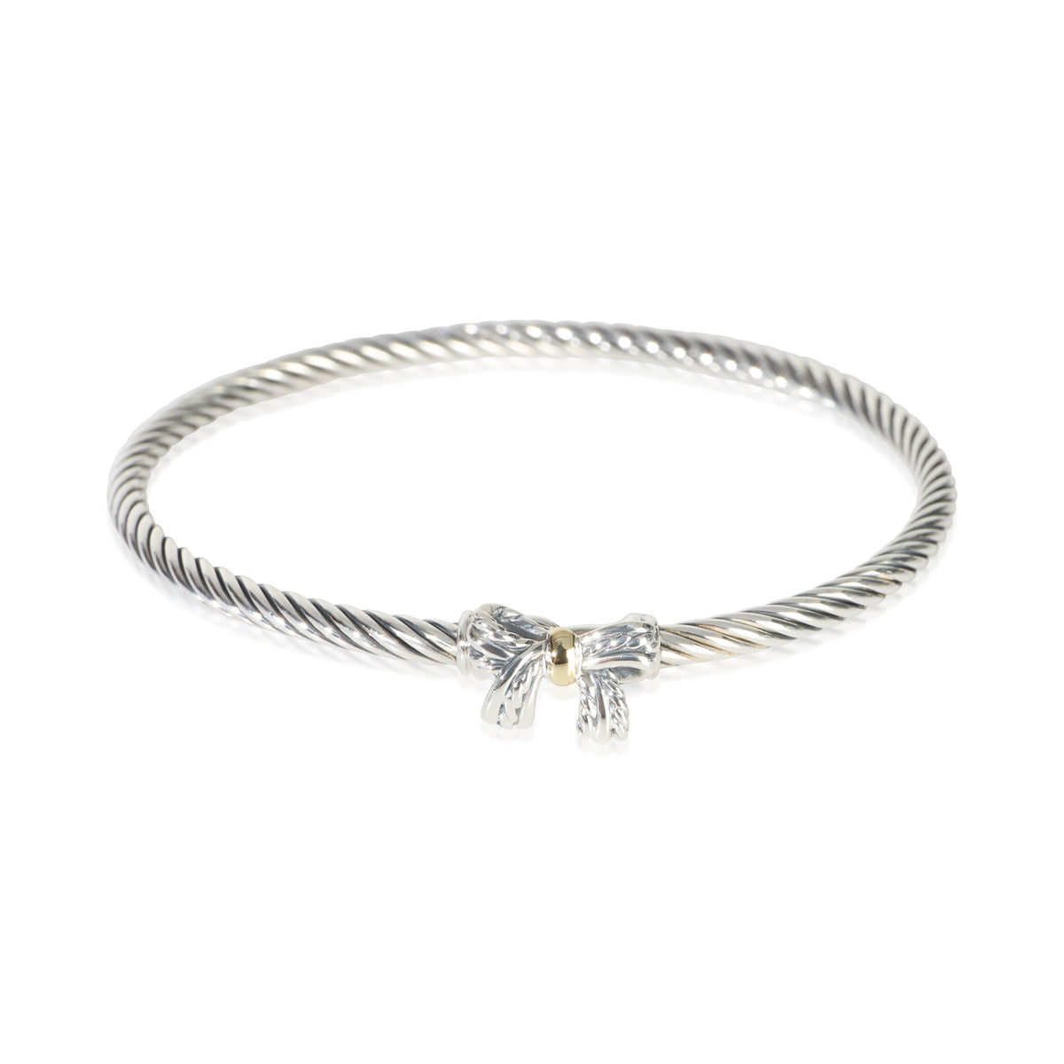 David Yurman Yellow Gold & Sterling Silver  Cable Bow Bracelet fv