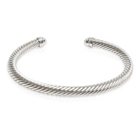 David Yurman Sterling Silver Pearl and Diamond Cable Classic Bracelet bv