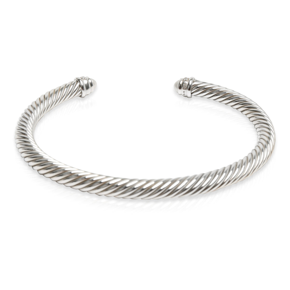 David Yurman Sterling Silver Pearl and Diamond Cable Classic Bracelet bv
