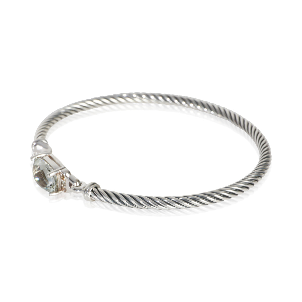 David Yurman Sterling Silver Prasiolite and Diamond Wheaton Bracelet 2