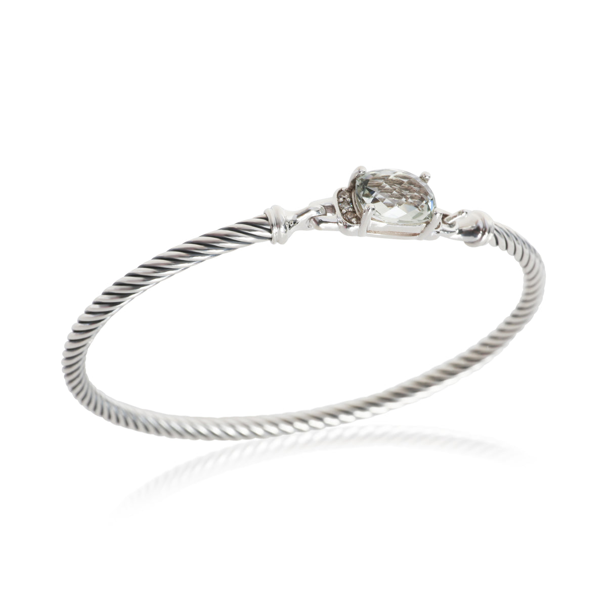 David Yurman Sterling Silver Prasiolite and Diamond Wheaton Bracelet 4