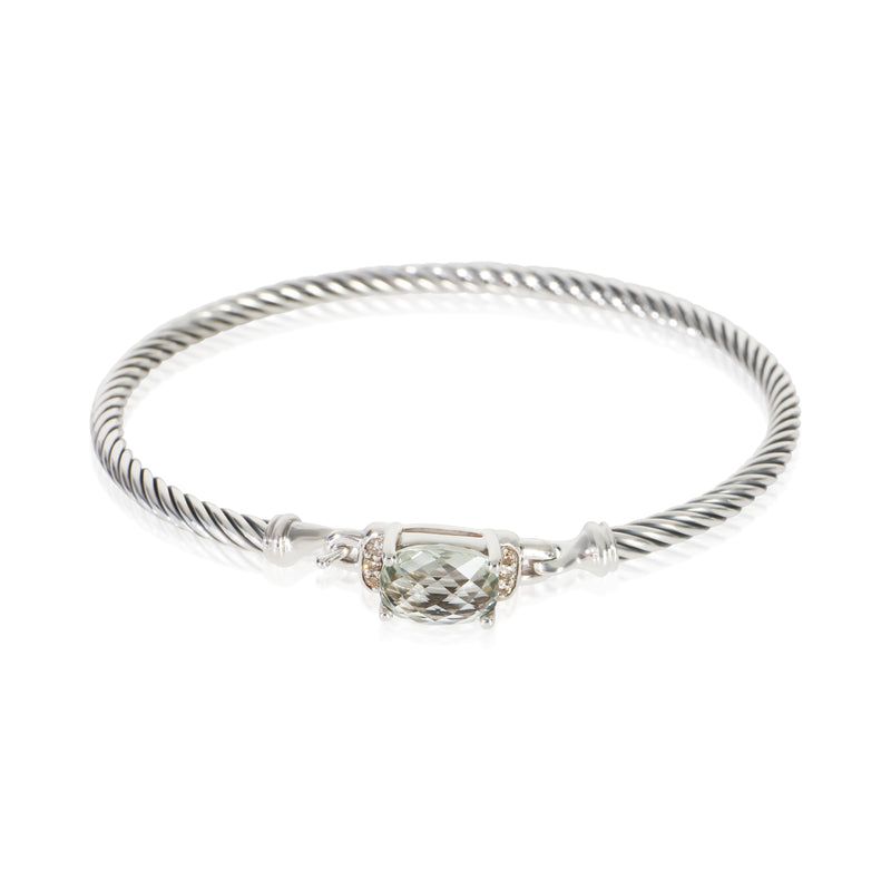 David Yurman Sterling Silver Prasiolite and Diamond Wheaton Bracelet fv