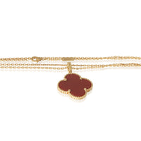 Van Cleef & Arpels Yellow Gold Carnelian Magic Alhambra Necklace 2