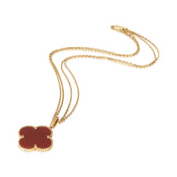 Van Cleef & Arpels Yellow Gold Carnelian Magic Alhambra Necklace 3