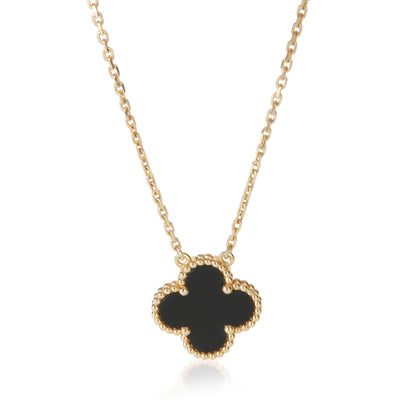 Van Cleef & Arpels Yellow Gold Onyx Vintage Alhambra Pendant fv