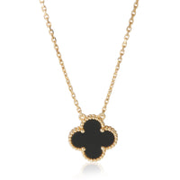 Van Cleef & Arpels Yellow Gold Onyx Vintage Alhambra Pendant fv