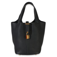 Hermès Black Clemence Picotin Lock 18 GHW Handbag id