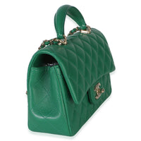 Chanel Green Quilted Lambskin Mini Top Handle Rectangular Flap Bag Handbag 3