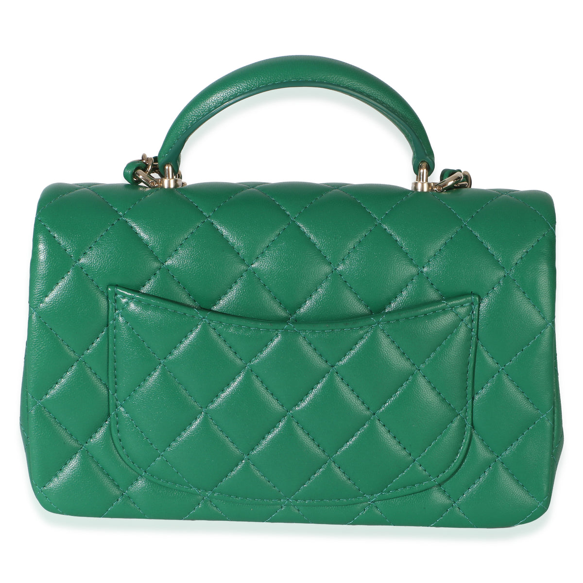 Chanel Green Quilted Lambskin Mini Top Handle Rectangular Flap Bag Handbag 4