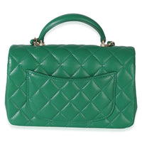 Chanel Green Quilted Lambskin Mini Top Handle Rectangular Flap Bag Handbag 4