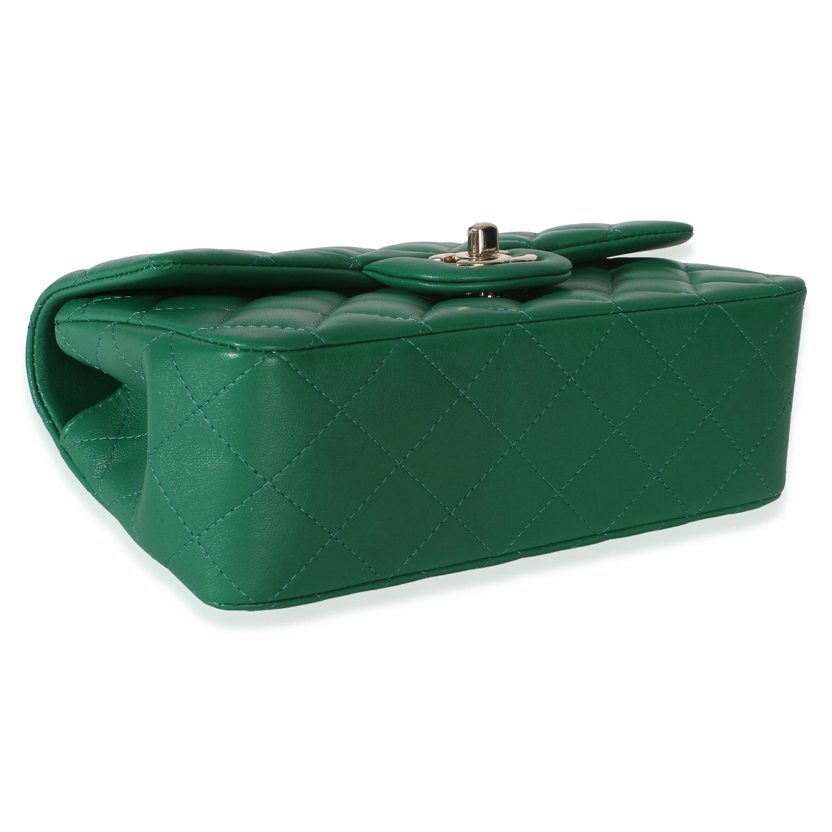 Chanel Green Quilted Lambskin Mini Top Handle Rectangular Flap Bag Handbag 7
