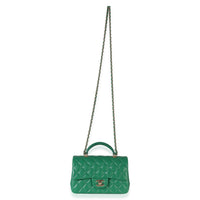 Chanel Green Quilted Lambskin Mini Top Handle Rectangular Flap Bag Handbag 8