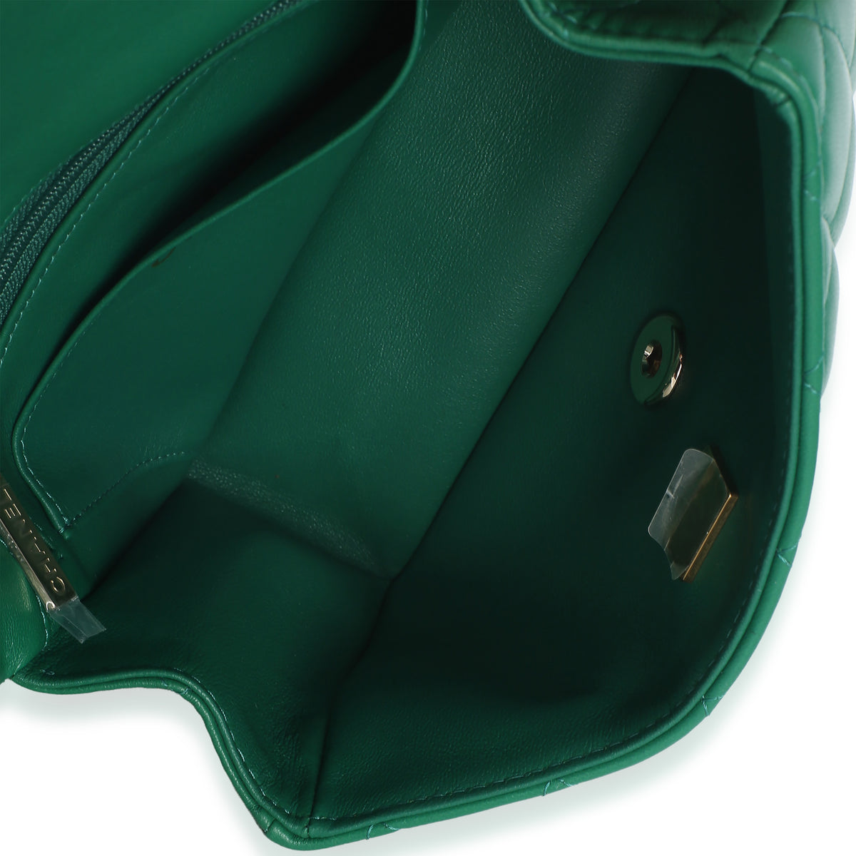 Chanel Green Quilted Lambskin Mini Top Handle Rectangular Flap Bag Handbag 9