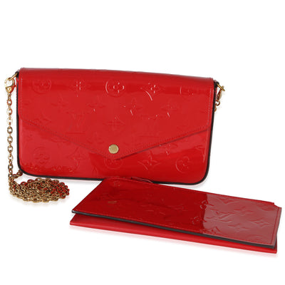 Louis Vuitton Red Monogram Vernis Felicie Pochette Handbag fv