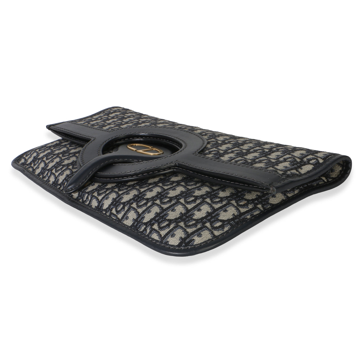 Christian Dior Navy Oblique Canvas Fold Over Clutch Handbag 10