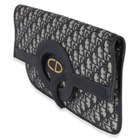Christian Dior Navy Oblique Canvas Fold Over Clutch Handbag 2