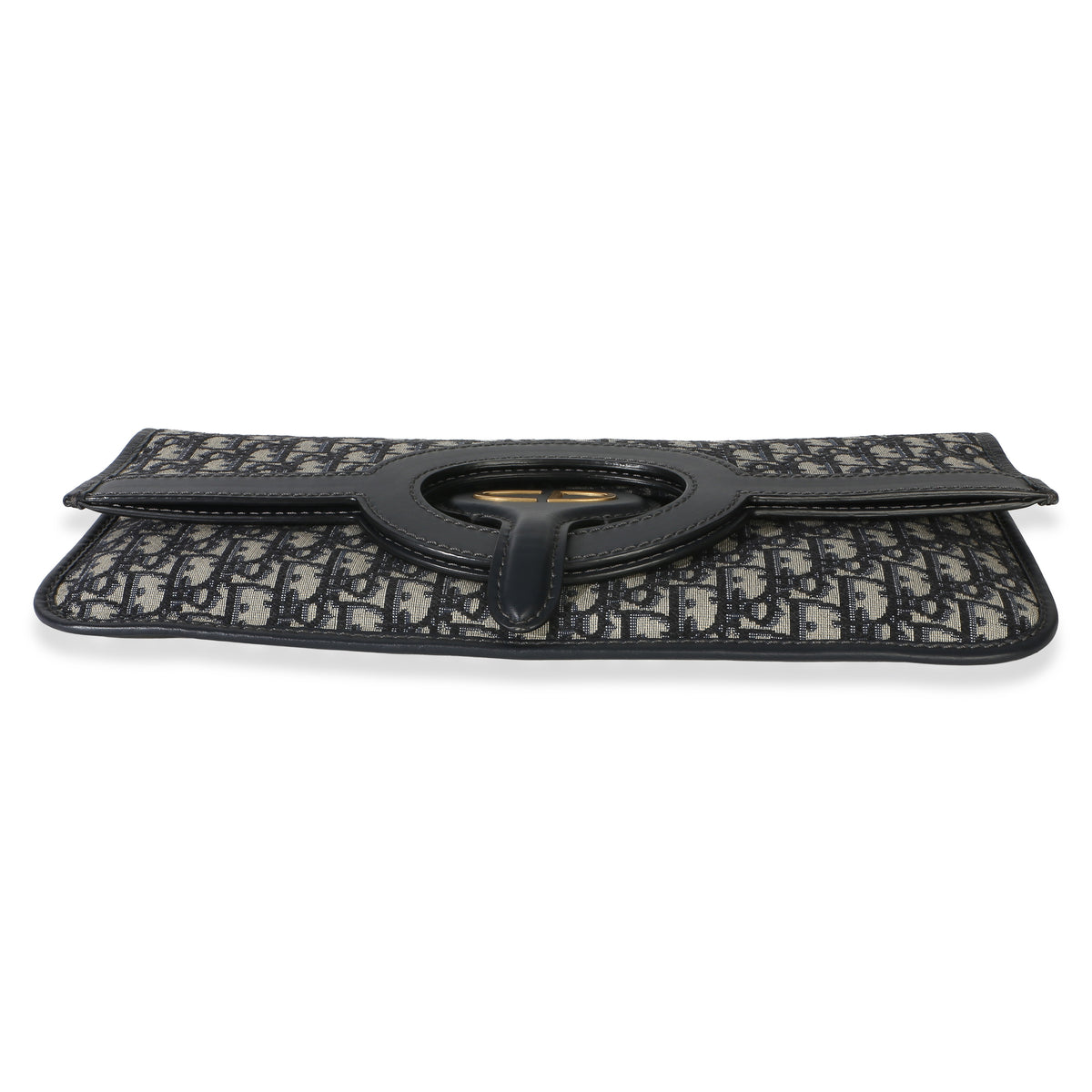 Christian Dior Navy Oblique Canvas Fold Over Clutch Handbag 5