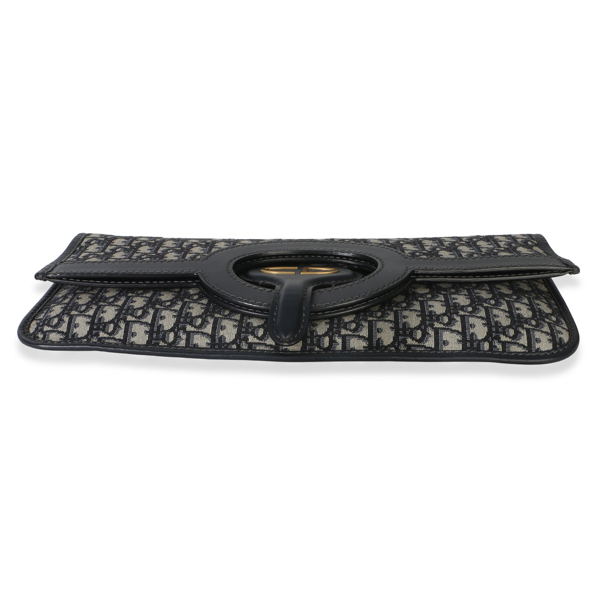 Christian Dior Navy Oblique Canvas Fold Over Clutch Handbag 9