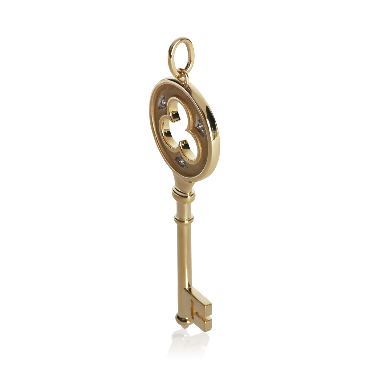 Tiffany & Co. Yellow Gold Diamond Clover Key Pendant 2