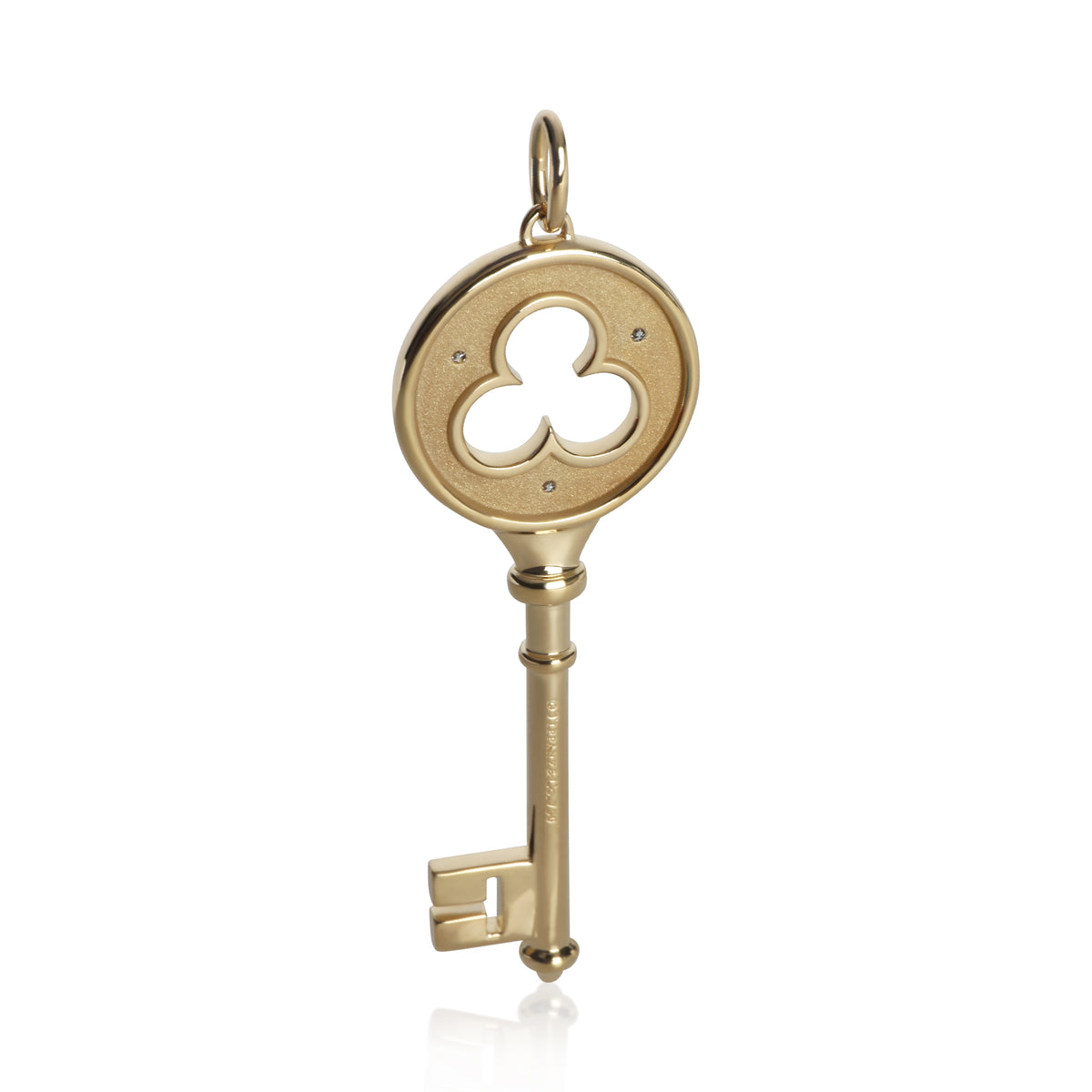 Tiffany & Co. Yellow Gold Diamond Clover Key Pendant 3