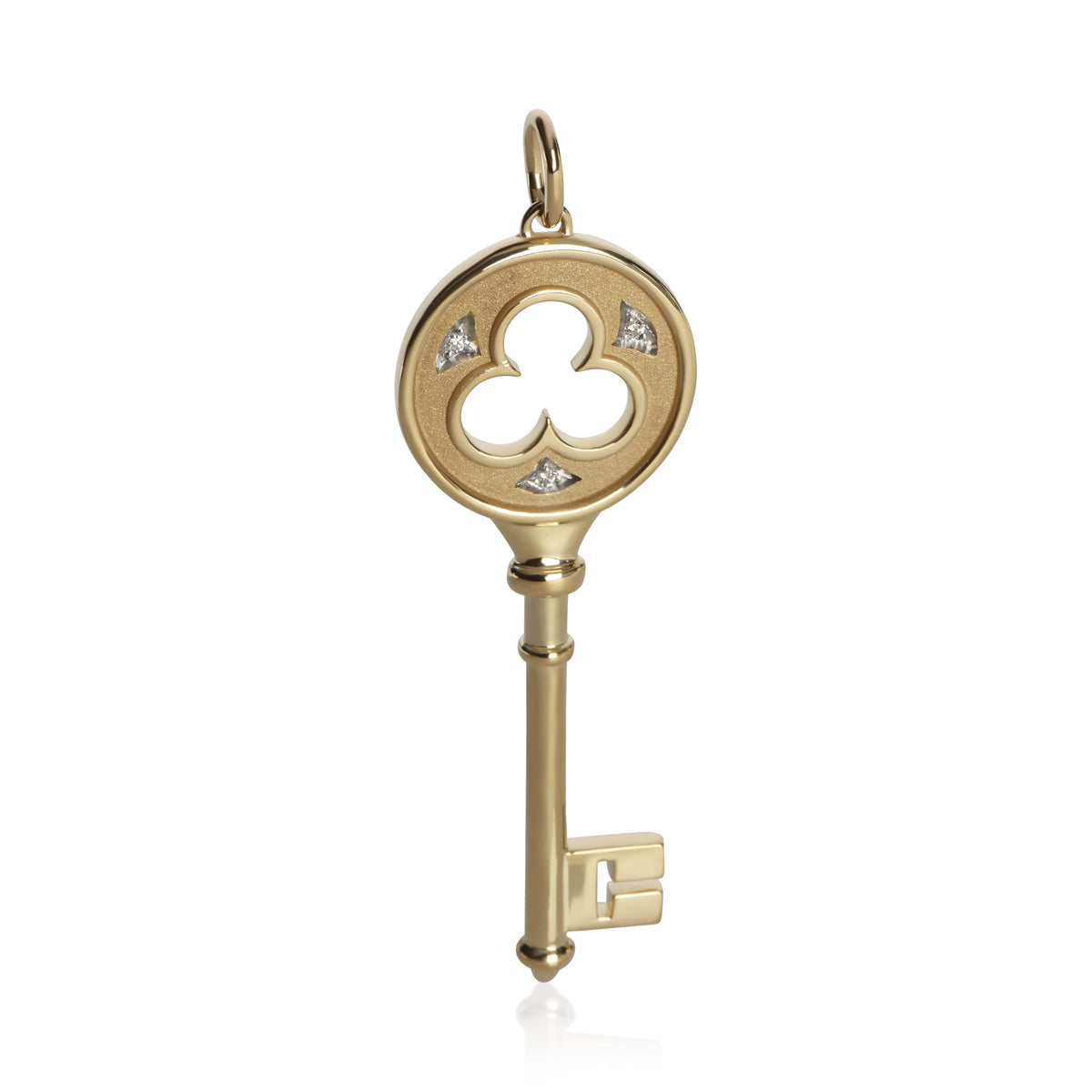 Tiffany & Co. Yellow Gold Diamond Clover Key Pendant fv
