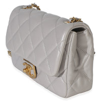 Chanel Grey Quilted Lambskin Mini Flap Bag Handbag 2