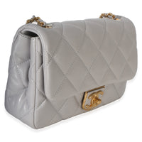 Chanel Grey Quilted Lambskin Mini Flap Bag Handbag 3