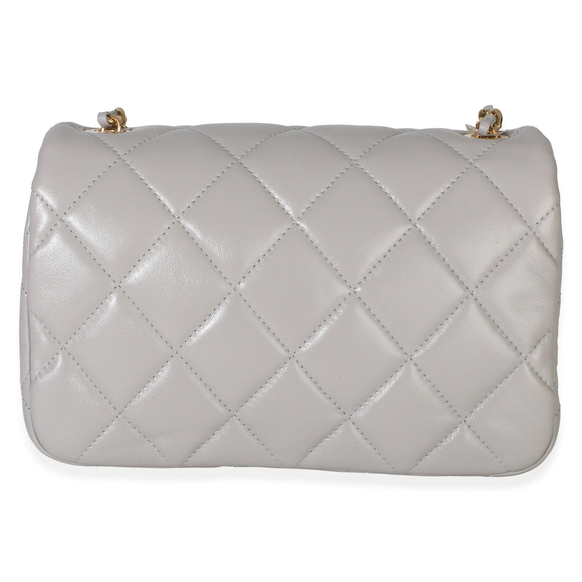Chanel Grey Quilted Lambskin Mini Flap Bag Handbag 4