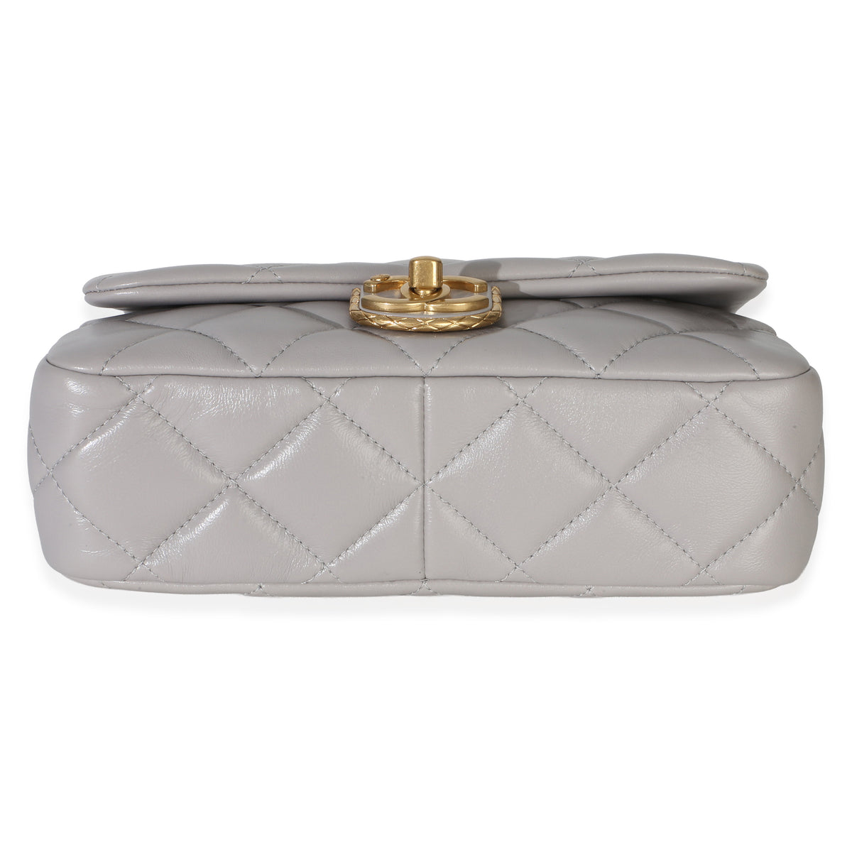 Chanel Grey Quilted Lambskin Mini Flap Bag Handbag 5