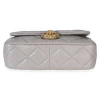 Chanel Grey Quilted Lambskin Mini Flap Bag Handbag 5