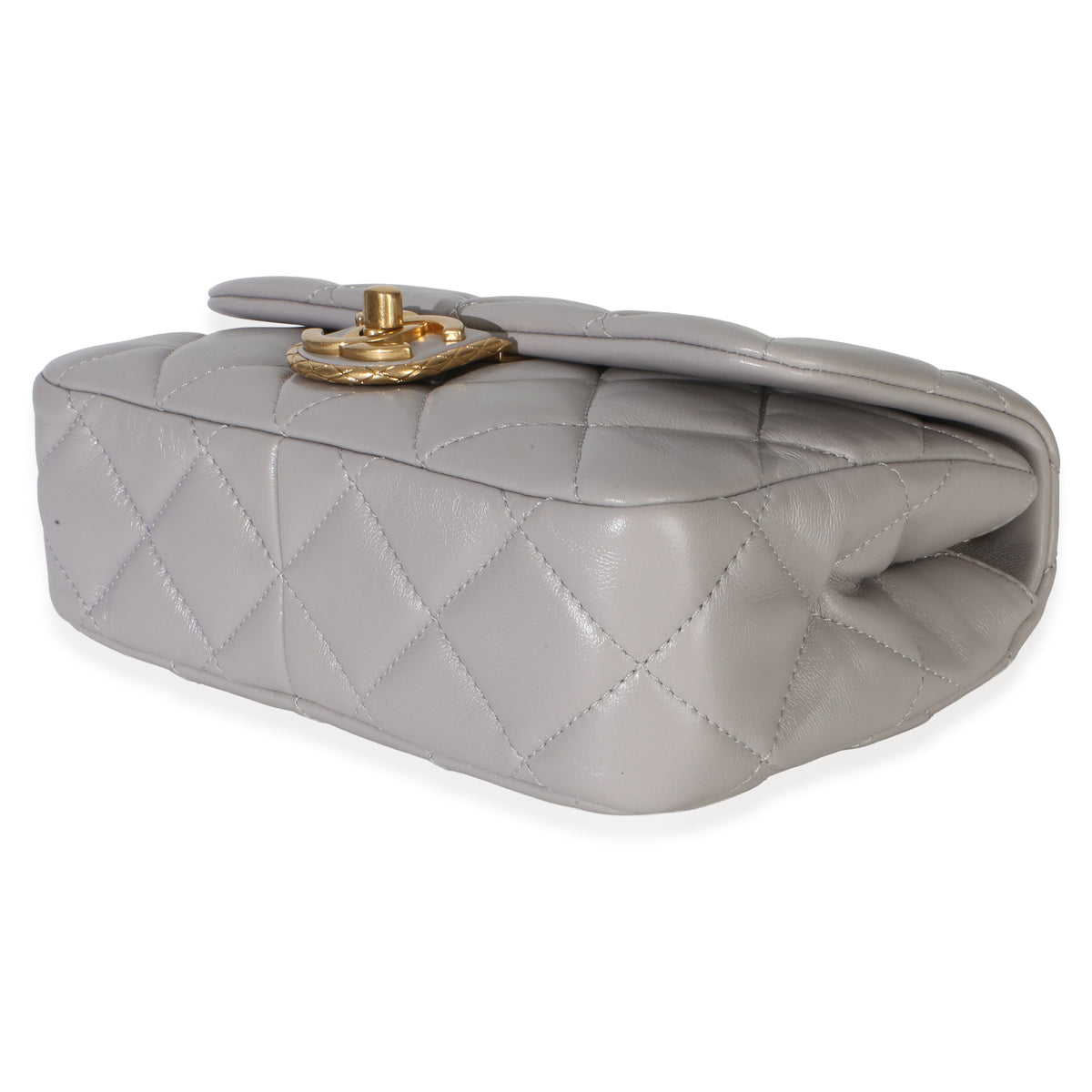 Chanel Grey Quilted Lambskin Mini Flap Bag Handbag 6