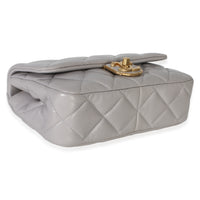 Chanel Grey Quilted Lambskin Mini Flap Bag Handbag 7