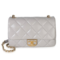 Chanel Grey Quilted Lambskin Mini Flap Bag Handbag id