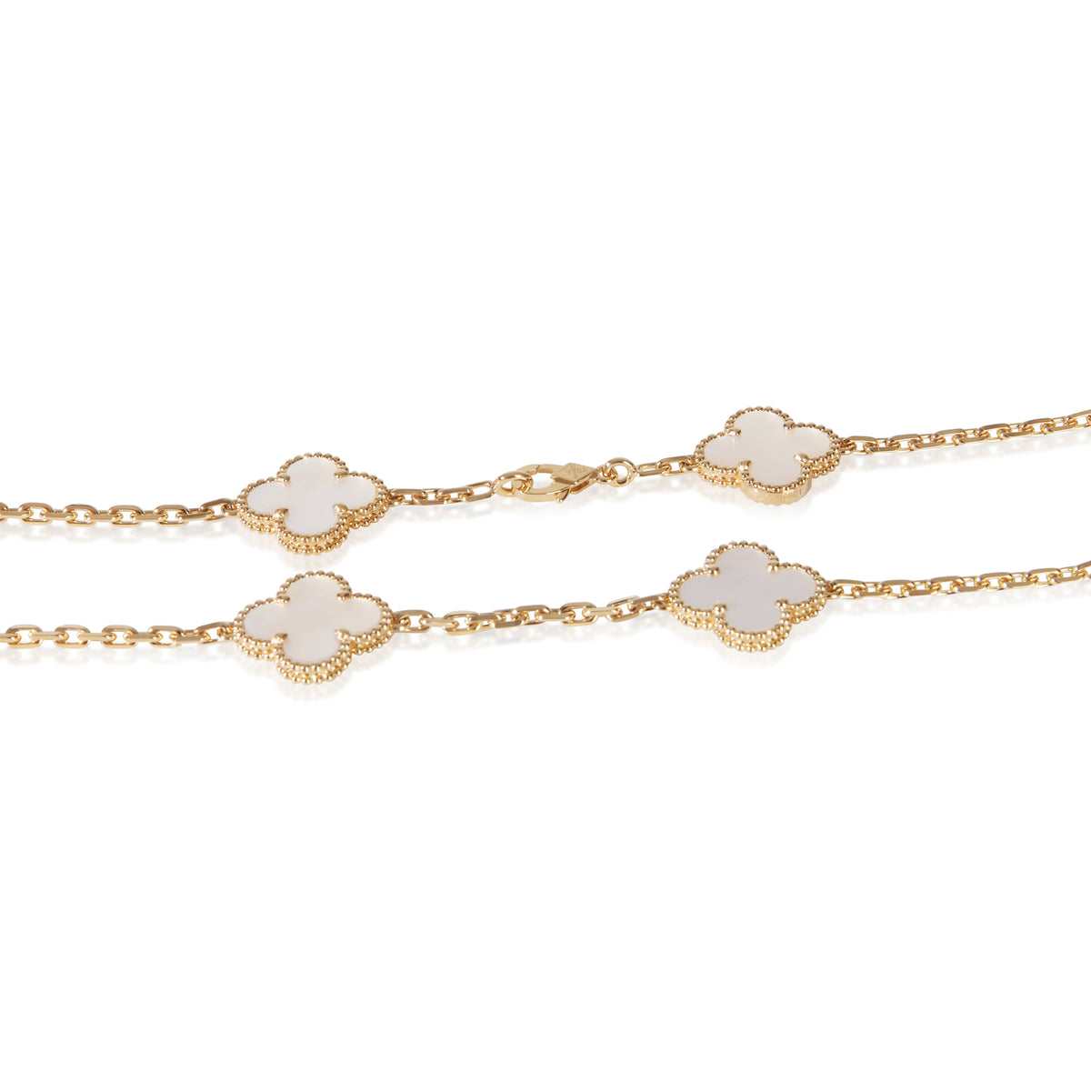 Van Cleef & Arpels Yellow Gold Mother Of Pearl Vintage Alhambra Necklace 2