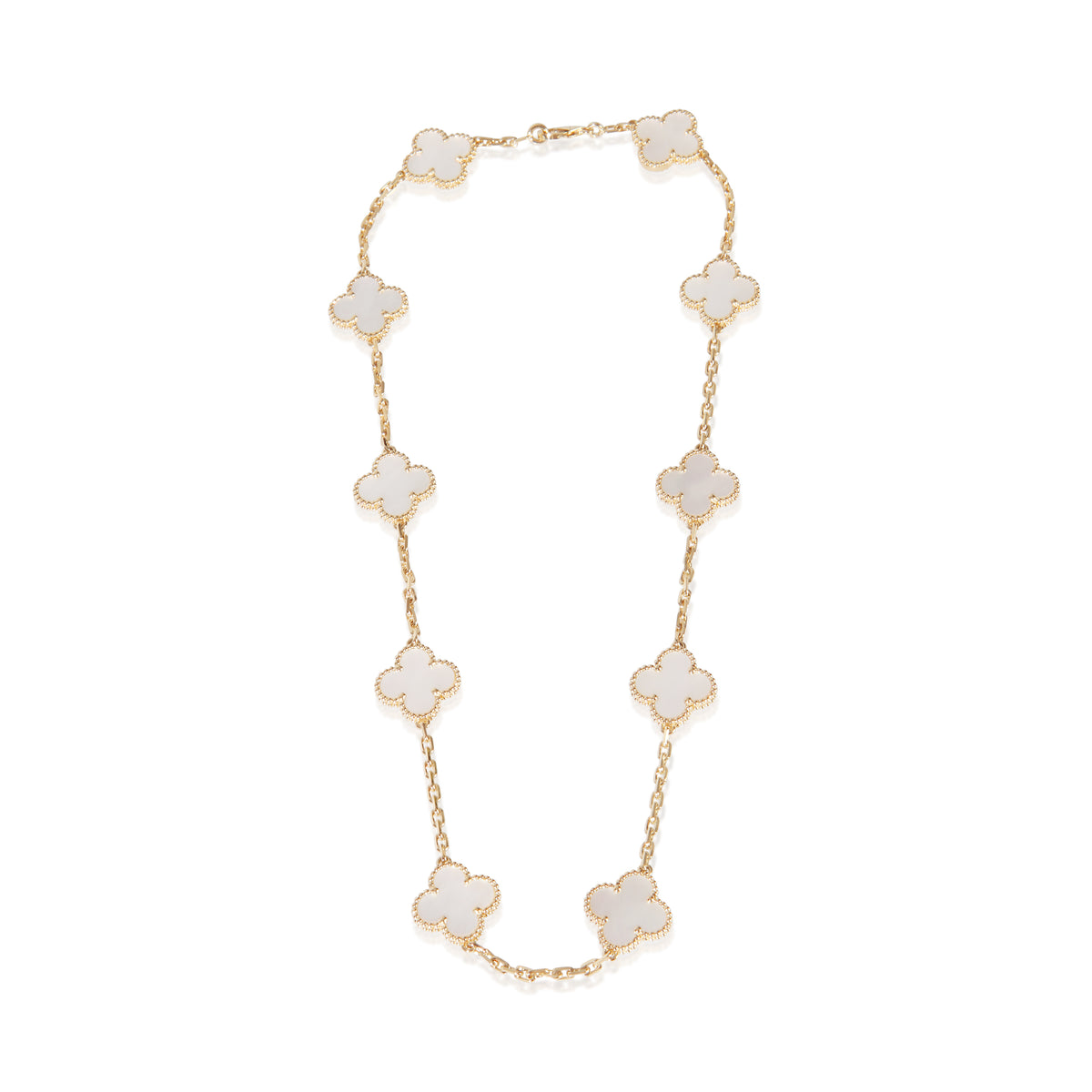 Van Cleef & Arpels Yellow Gold Mother Of Pearl Vintage Alhambra Necklace 3