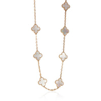 Van Cleef & Arpels Yellow Gold Mother Of Pearl Vintage Alhambra Necklace fv